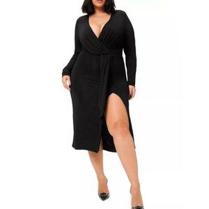 GOOD AMERICAN Shimmer Wrap Dress Black XL (4)